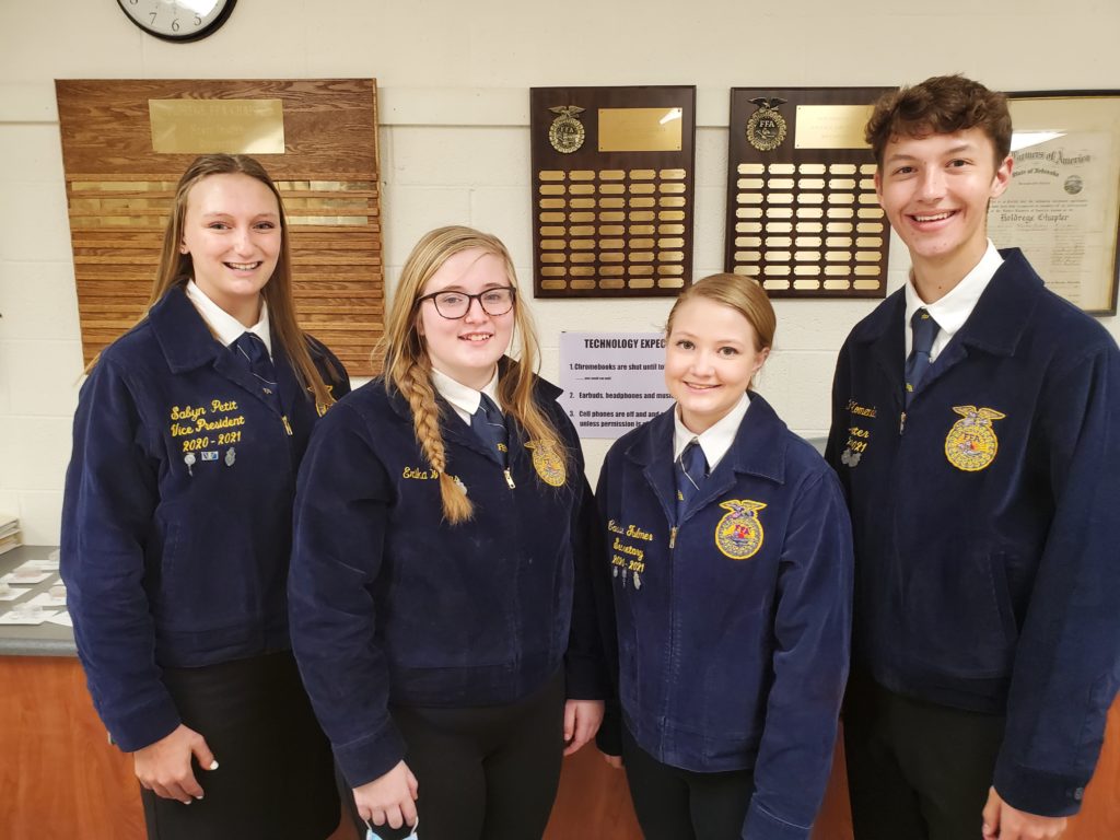 State 4th Place Ag Communications Team - (l-r): Sabyn Petit, Erika Wilkins, Cassie Fulmer and Kade Komenda